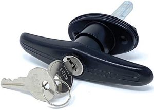 High-security door lock handle with key for secure access control and safety.