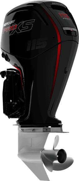 High-performance Mercury PRO XS 115 outboard engine for boat fishing and boating sports.