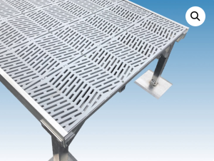 Aluminum stadium bleacher with durable, slip-resistant surface for sports centers and outdoor venues.